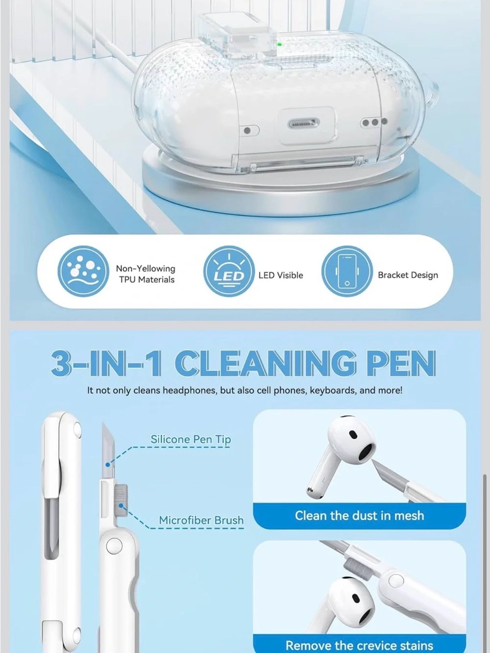 Joremx Clear AirPods Pro 2nd/1st Case with Rose Gold Keychain new